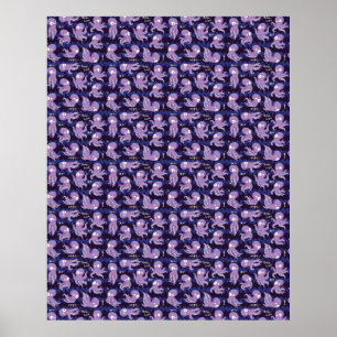 Boo Octopus Cute Paarse Kinder Clothing & Décor Poster