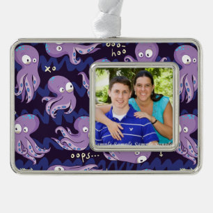 Boo Octopus Cute Paarse Kinder Clothing & Décor Verzilverd Kader Ornament