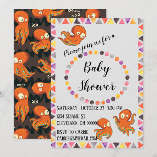 Boo Octopus onder het Zee Baby shower Invitation Kaart