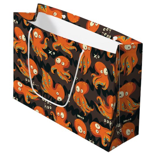 Boo Octopus Oranje en zwart Kinder Kleding en kled Groot Cadeauzakje (Voorkant Gekanteld)