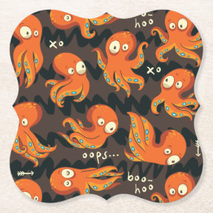 Boo Octopus Oranje en zwart Kinder Kleding en kled Kartonnen Onderzetters