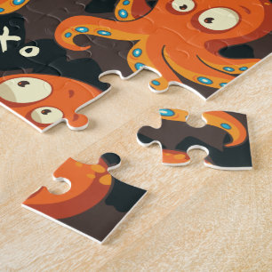 Boo Octopus Oranje en zwart Kinder Kleding en kled Legpuzzel