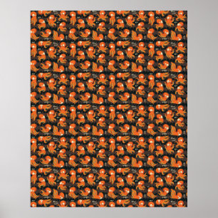 Boo Octopus Oranje en zwart Kinder Kleding en kled Poster