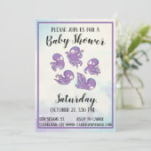 Boo Octopus Purple Baby shower Invitation (Debout devant)