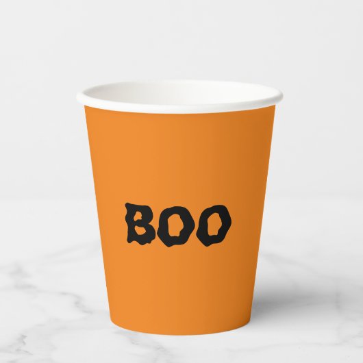 Boo oranje en zwarte spooky Halloween party Papieren Bekers (Voorkant)
