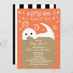 BOO Peeking Ghost Oranje Halloween Baby shower Kaart