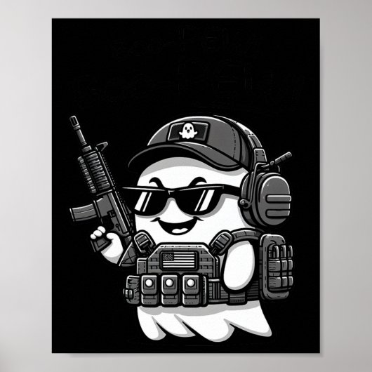 Boo Pew Tactical Ghost Costume Pistool Lover Hallo Poster (Voorkant)