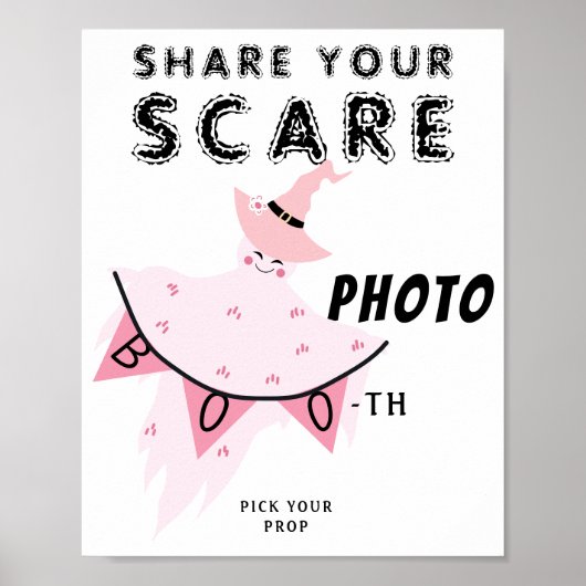 Boo Pink Ghost Pastel Halloween Decor Photo Booth Poster (Voorkant)