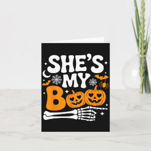 Boo Pompoen Bijpassend Koppel Halloween Mannen Vro Kaart