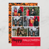 Boo pompoen jack-o-lantaarn Happy Halloween 6 Foto Feestdagenkaart (Voorkant / Achterkant)