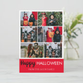 Boo pompoen jack-o-lantaarn Happy Halloween 6 Foto Feestdagenkaart (Staand voorkant)