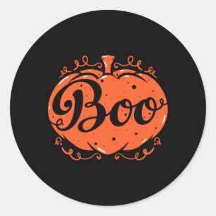 Boo Print Halloween Pompoen Grappige Grafische Her Ronde Sticker