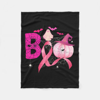 Boo Pumpkin Witch Pink Ribbon Borstkanker Halve Fleece Deken