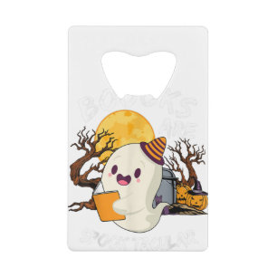 Boo Read Books Library Funny Booooks Ghost Halowe Kredietkaart Flessenopener