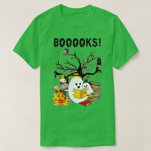 Boo Read Books Library Funny Booooks Ghost Halowe T-shirt (Design voorkant)