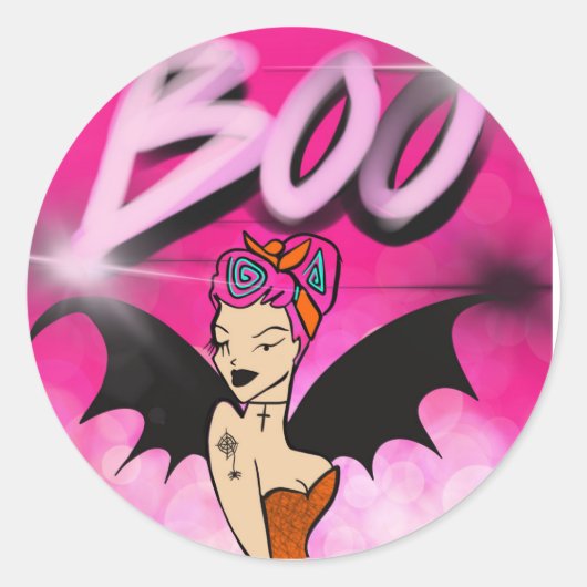 Boo Roze Heks sticker (Voorkant)