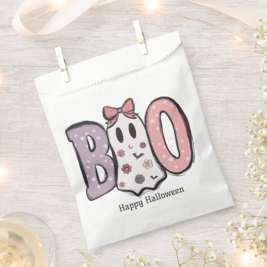 Boo Schattig Ghost Pastel Kleuren Happy Halloween Bedankzakje (Geknipt)