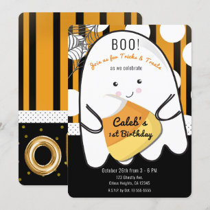 Boo Schattig Spook Halloween EERSTE 1e Verjaardags Kaart