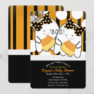 Boo Schattig Tweeling Meisjes Halloween Baby Showe Kaart