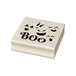 Boo Schattige Whimsical Halloween Geest Gezicht Rubberstempel
