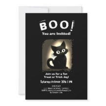 Boo Schattigee Black Cat Halloween-feestuitnodigin