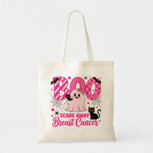 Boo schrik weg borstkanker Schattigee spook en kat Tote Bag