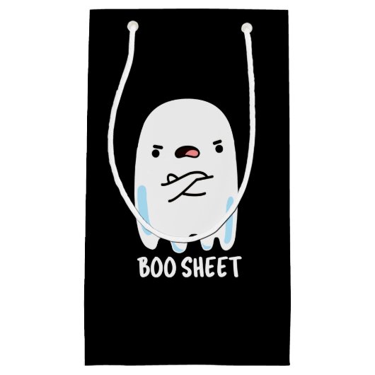 Boo Sheet Funny Halloween Ghost Pun Dark BG Klein Cadeauzakje (Voorkant)