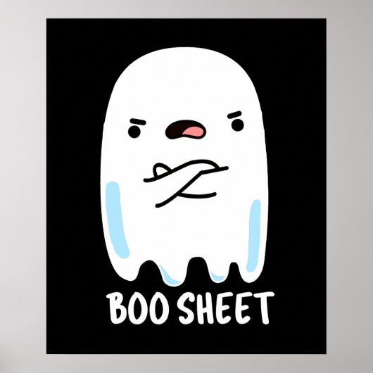 Boo Sheet Funny Halloween Ghost Pun Dark BG Poster (Voorkant)