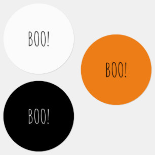 Boo sinaasappel zwart wit spooky grappig Halloween Labels
