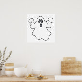 Boo. Spooky Halloween Ghost Poster (Keuken)