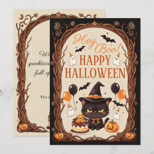 Boo Spooky Knuffel Zwarte Kat Heks Halloween Kaart