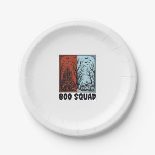 Boo Squad Vintage Halloween Pompoen Shirt Ontwerp_ Papieren Bordje
