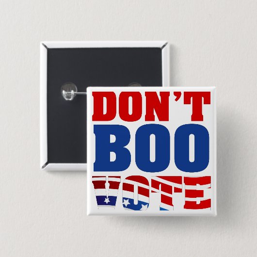 Boo-stemmen niet vierkante button 5,1 cm (Voorkant /achterkant)