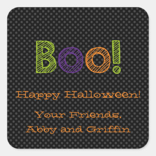 Boo ! Sticker Halloween Carré personnalisé