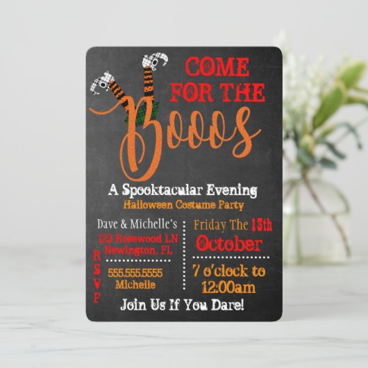 Boo Sur Booze Et Boo Invitation De La Fête Hallowe (Debout devant)