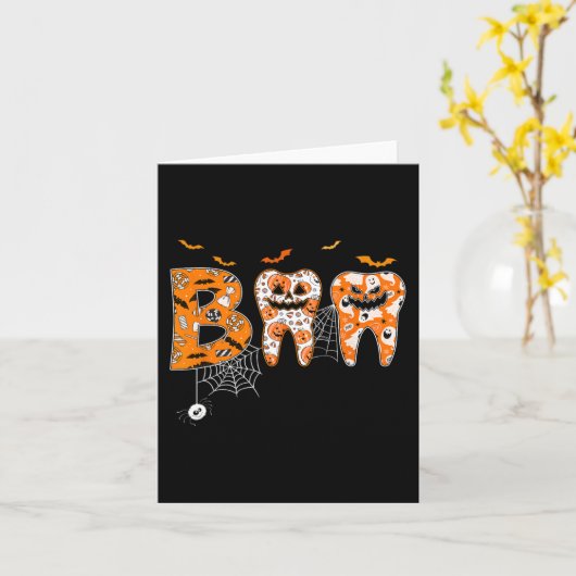 Boo Tanden Pompoen Tandarts Mondhygiëniste Hallowe Kaart (Gele Bloem)