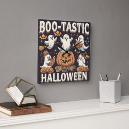 Boo-tastic Halloween schattig ontwerp Vierkante Klok