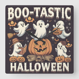 Boo-tastic Halloween schattig ontwerp Vierkante Klok