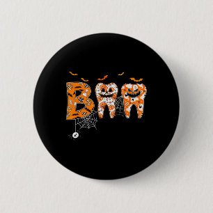 Boo Teeth Pumpkin Dentist Dental Hygienist Hwe Ronde Button 5,7 Cm