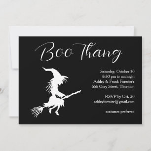 Boo Thang Flying Witch Halloween Party Kaart