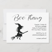 Boo Thang Flying Witch White Halloween Party Kaart (Voorkant)