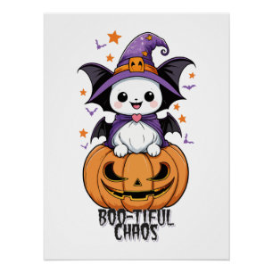 Boo-tiful Chaos   Vleermuizen, Petten en pompoenen Perfect Poster
