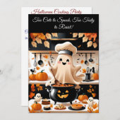 Boo-tiful Feest – Kawaii Geest Kook Uitnodiging (Voorkant / Achterkant)