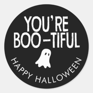 Boo Tiful Happy Halloween Family Party Ronde Sticker