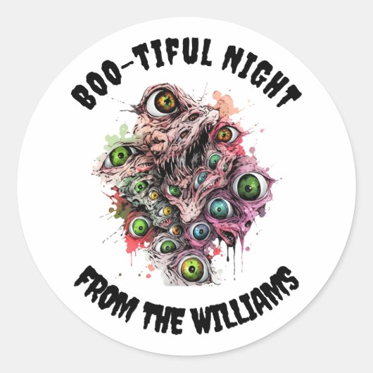 Boo-tiful nacht Halloween Ghost Eyes Ronde Sticker (Voorkant)