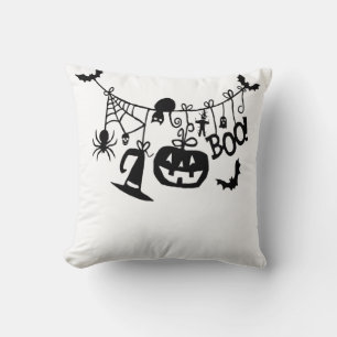 Boo Trick or treat Halloween vleermuizen, pompoene Kussen