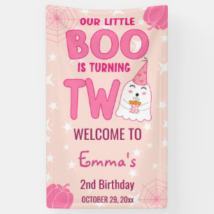 Boo Turning Two Halloween 2e verjaardag Welkom Spandoek