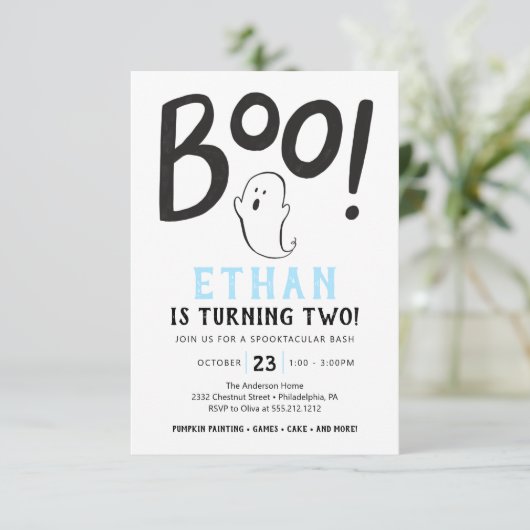 Boo. Tweede uitnodiging van de partij Halloween (Staand voorkant)