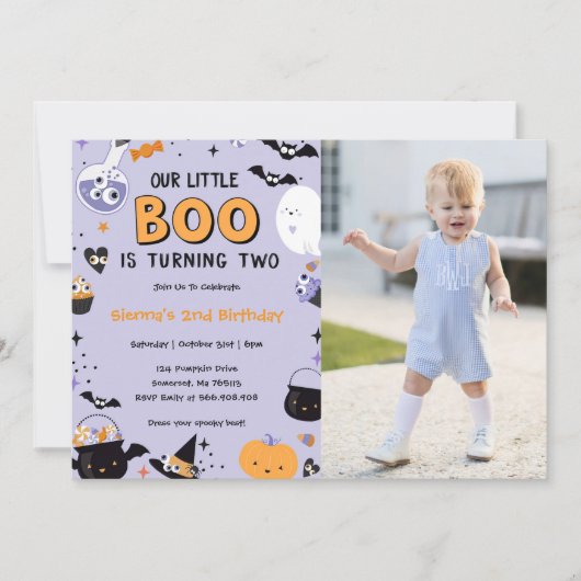 Boo Tweede Verjaardag Onze Kleine Boo wordt Twee Kaart (Voorkant)