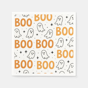 BOO Typografie Speelse Witte Geesten Halloween Servet